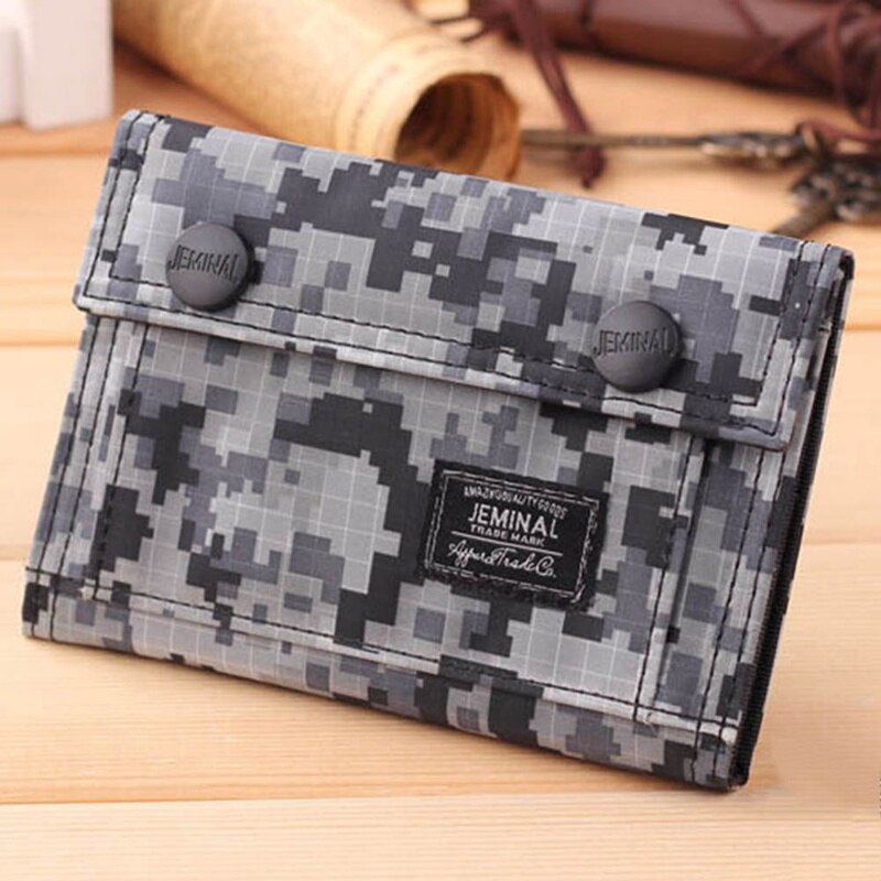 Mænd canvas clutch pung id bifold camouflage kreditkortholder pung mesh lomme kort pung kort taske lynlås spænde: 05