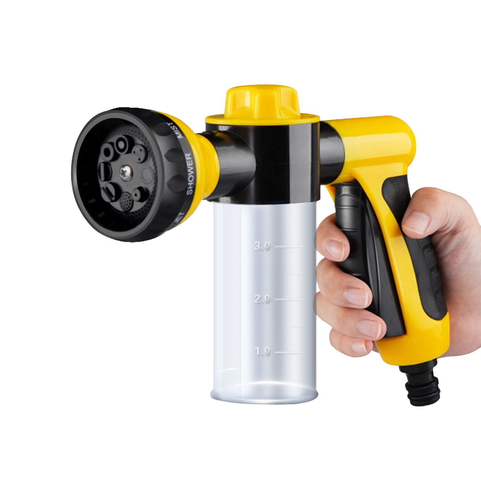 Schuim Spuitpistool Met 100Ml Zeepdispenser Tuinslang Hand Sproeikop 8 Verstelbare Patronen Gazon Pijp Sproeier Wassen sprinkler