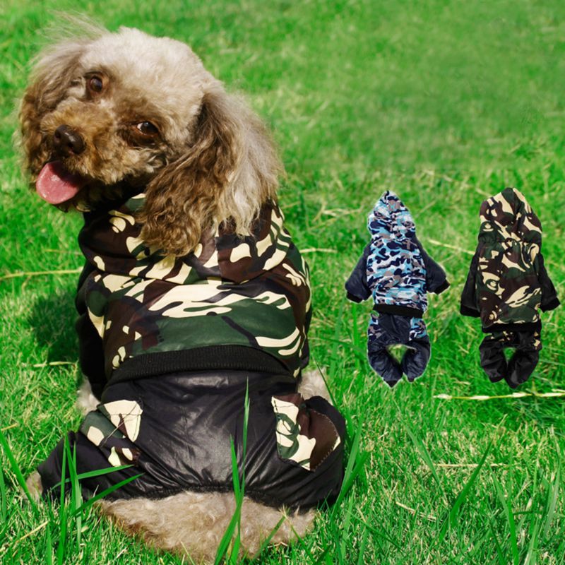 * Mono de camuflaje de perro mascota, Pelele con capucha, gato, cachorro, Animal, abrigo de algodón, chaqueta, ropa para Chihuahua, perros pequeños y grandes S-XXL