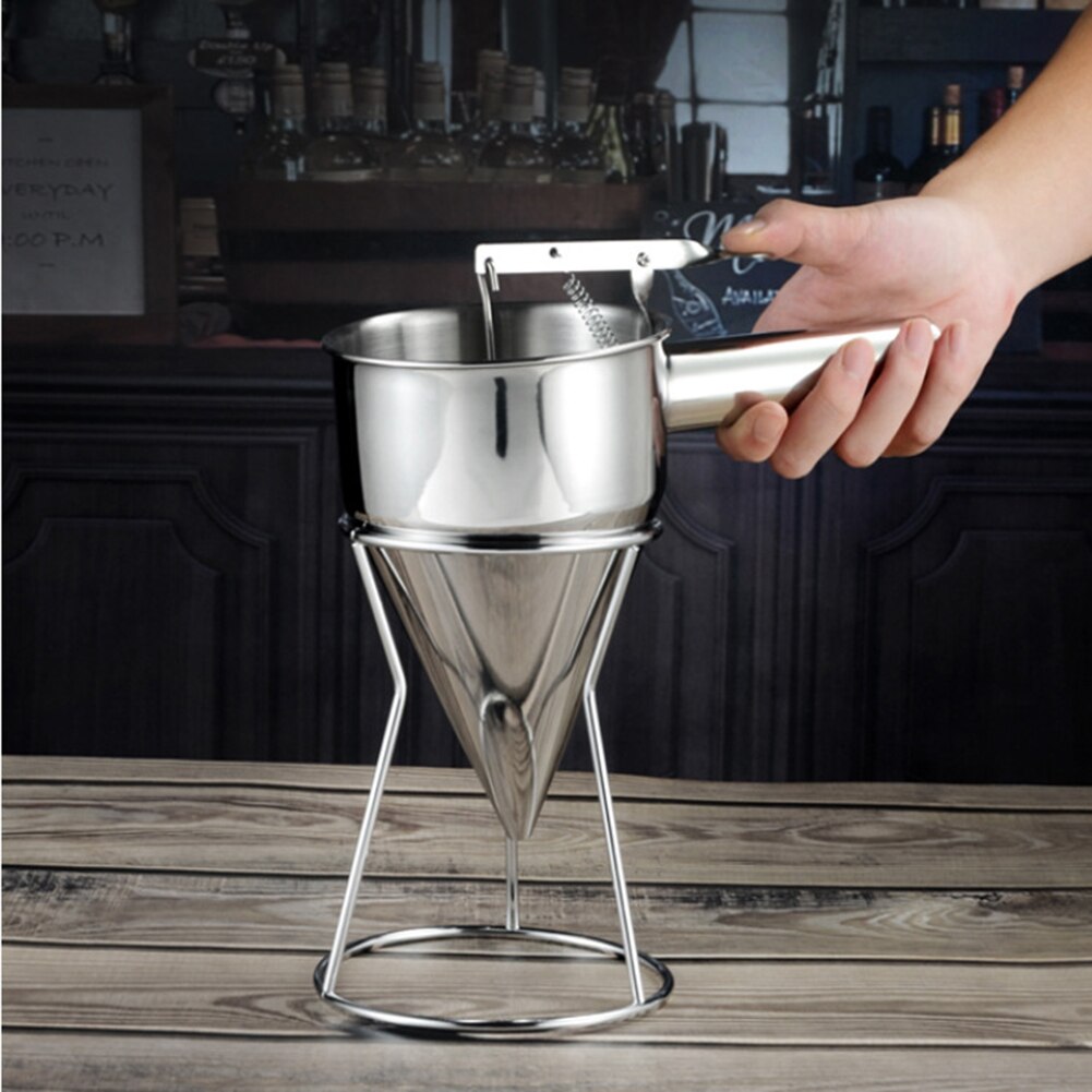 Stainless Steel Cake Batter Piston Funnel Cream Dosing Dispenser Sauce Cream Dosing Funnel for Oil Wine Kitchen Tools
