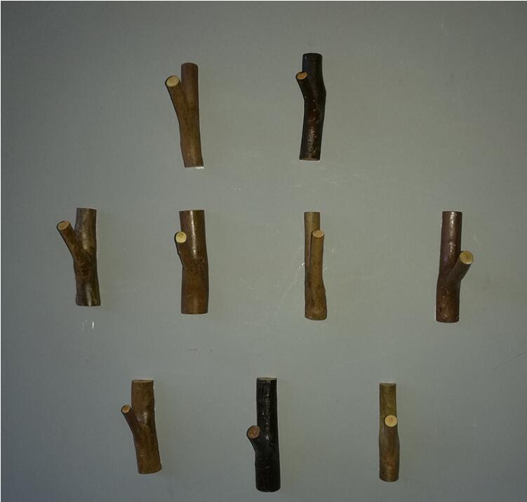 1 Uds., gancho de pared decorativo, madera sólida con abrigo de corteza, clave autoadhesiva original ecológica Natural de log M glue