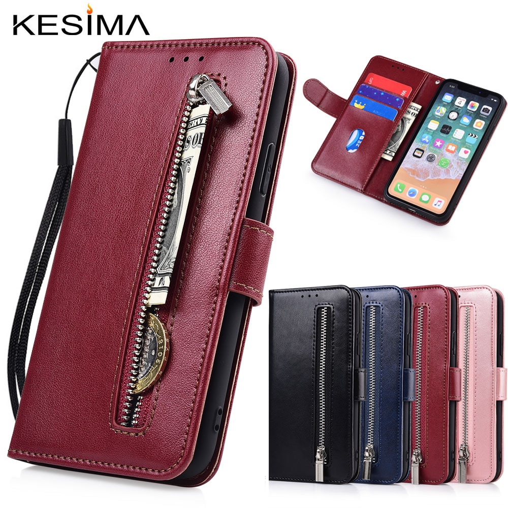 For ASUS ZenFone 4 Max ZC520KL Fundas Zipper Flip Wallet Leather Case TPU Soft Cover