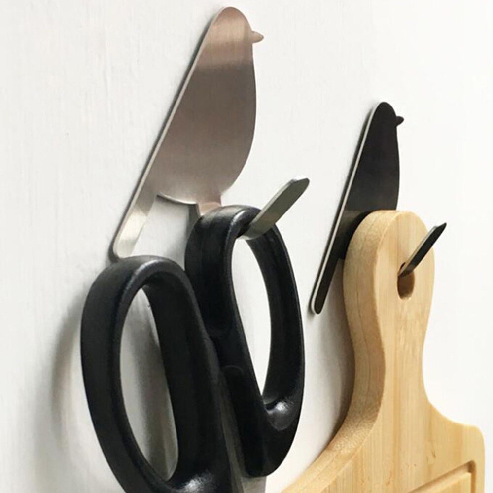 2 Stks/partij Vogel-Vormige Muur Mount Sleutelhouder Decoratieve Roestvrij Staal Hanger Sleutels Hanger Home Decor Haken