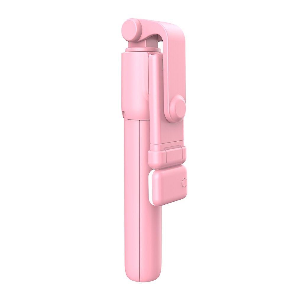 Palo de Selfie extensible con Bluetooth para teléfono, trípode plegable con luz de relleno, remoto, ajustable, de mano, inteligente: Rosa