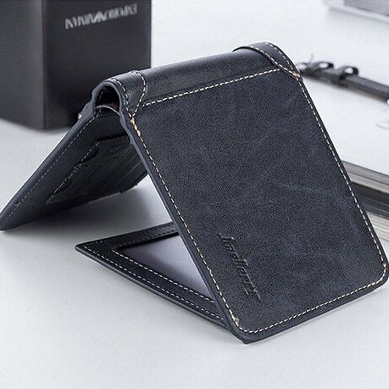 Männer Einfarbig Brieftasche Doppel Falten Horizontale und Vertikale Stil Große Kapazität Tragbare Geldbörse