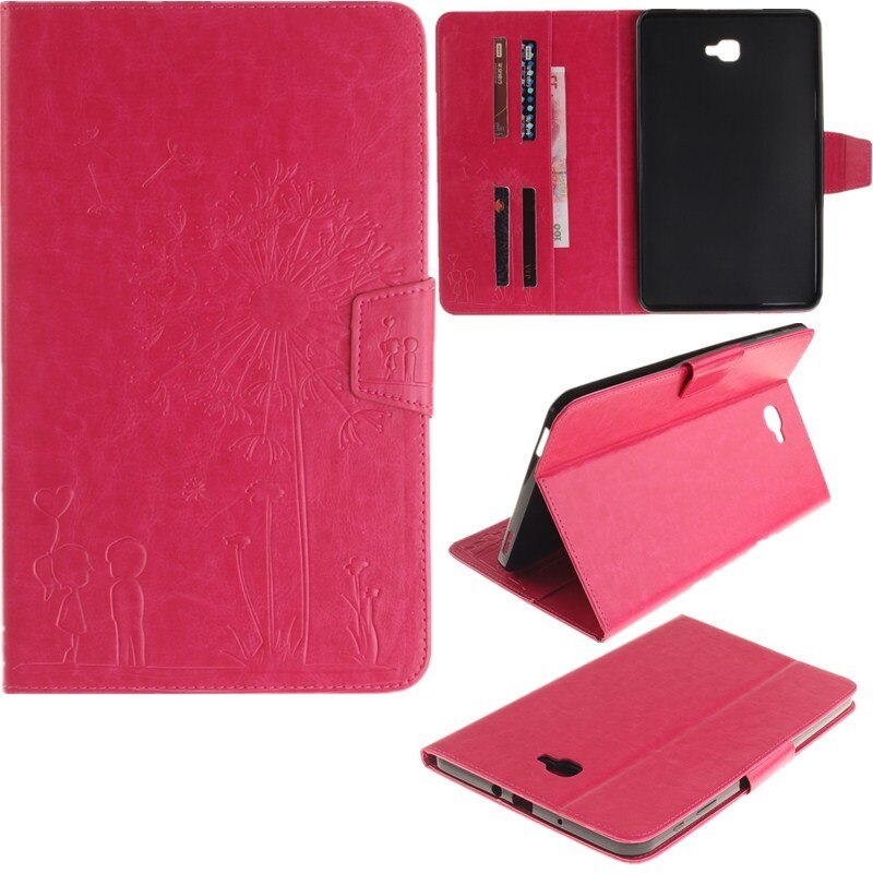 Etui na Tablet do Samsung Galaxy Tab A 10.1 2016 T580 T585 SM-T580 pokrywa Lichee styl skórzany składany stojak odwróć Tab A + film: TX rose red P