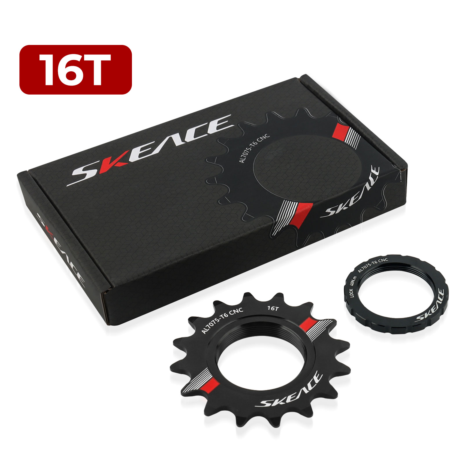 SKEACE Fixed Gear Bicycle 13T 14T 15T 16T 17T 18T Cycling Cog Fixie Track BIKE Single Speed Flywheel 7075 Aluminum Alloy: Red