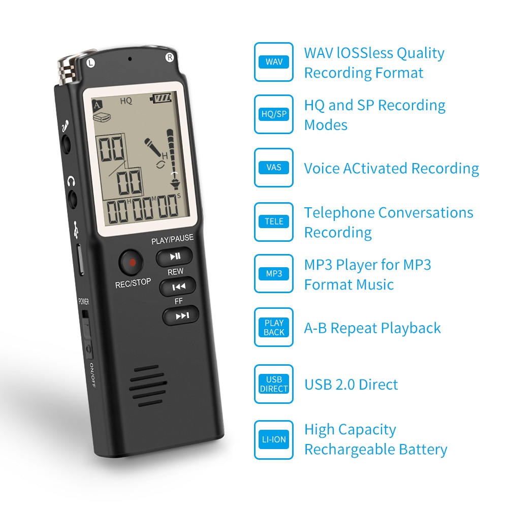 Voice Recorder USB 8GB/16GB/32GB 96 Hours Dictaphone Digital Audio Voice Recorder With WAV,MP3 Player VR510