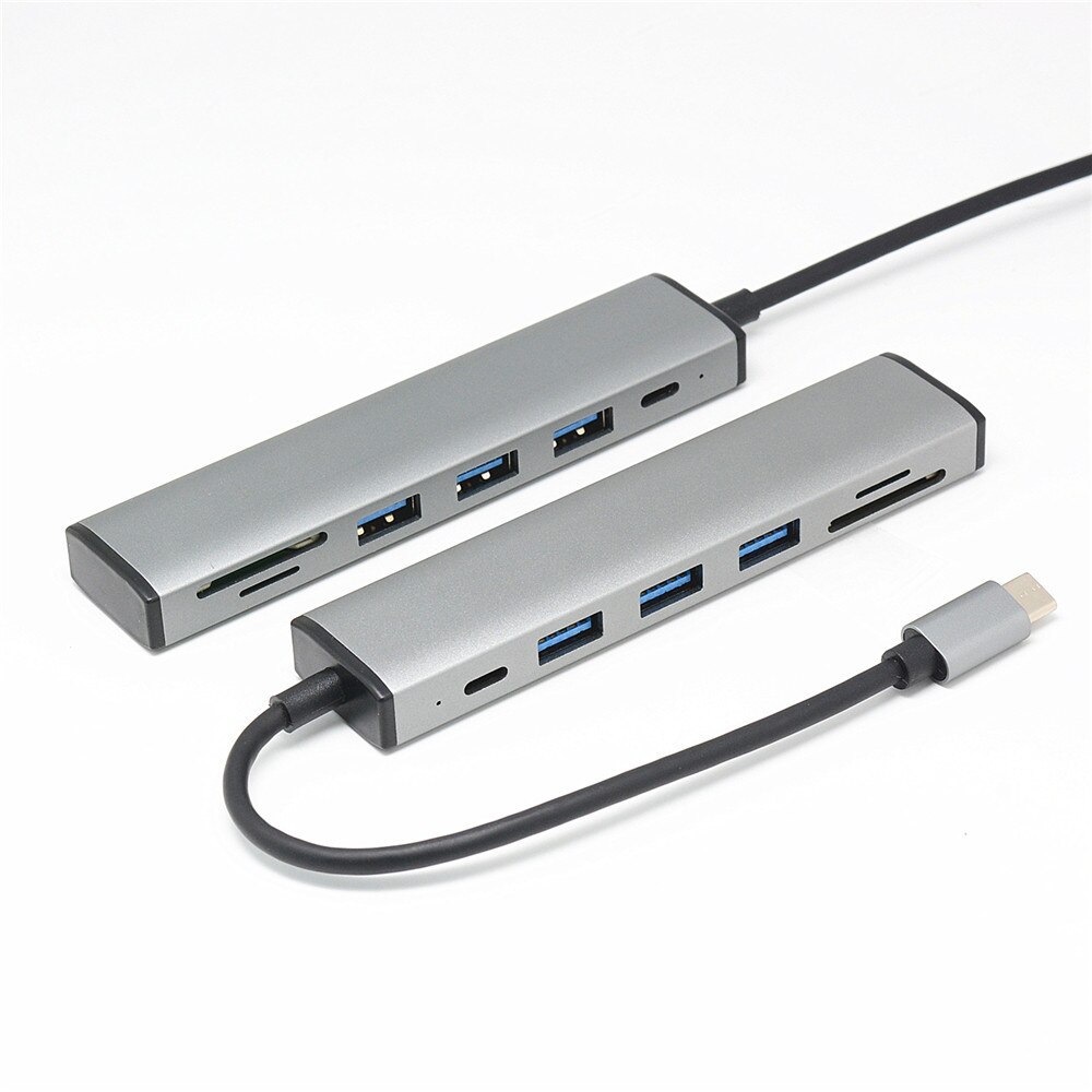 Usb-hub 3.0, multi-usb 3.0- hub met stroomadapter, 4 -poorts usb-splitterhub, usb 3,0 voor pc, computeraccessoires met sd/tf-geheugen