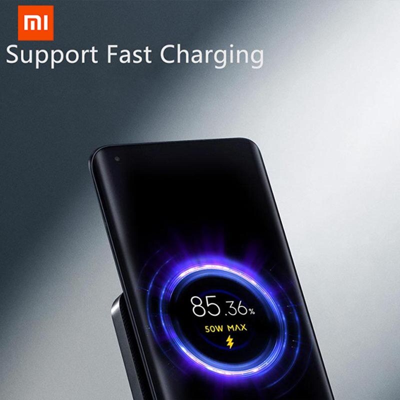 Original Xiaomi 55W Max Wireless Charger 55W Fast Charging Wireless Vertical Air-cooled Stand Charger For Xiaomi Mi10 For Iphone