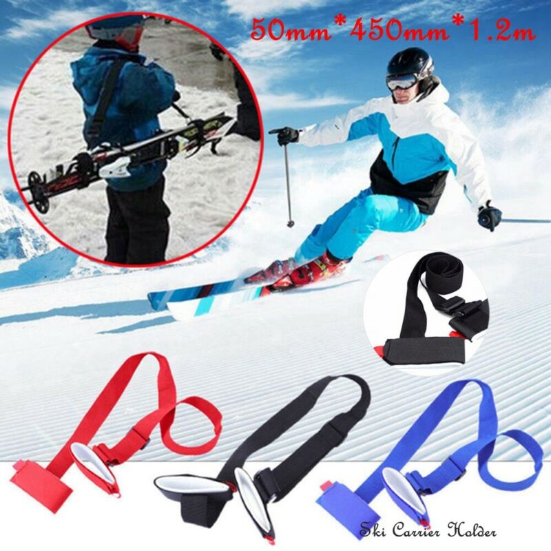 Verstelbare Skiën Pole Schouder Hand Carrier Lash Handvat Bandjes Porter Haak Lus Beschermen Zwart Nylon Ski Handvat Riem Sets