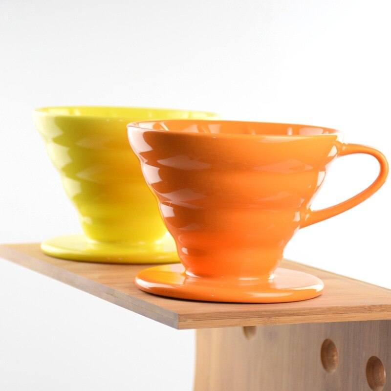 GUNOT Keramik Reusable Kaffee Tropf Filter Tasse Wärme Beständig V60 Stil Kaffee Tropf 2/4 Tassen Separaten Ständer Für kaffee Topf