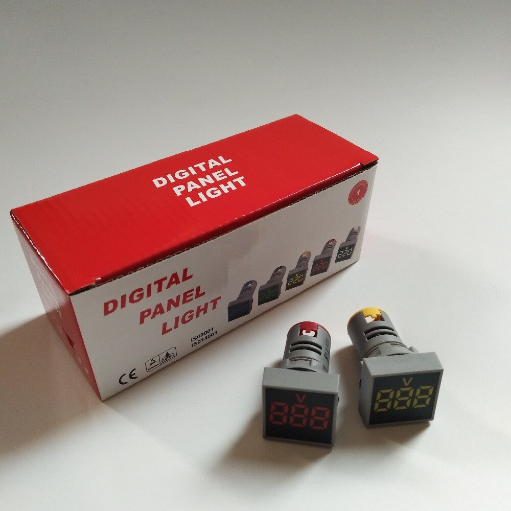 22mm ac 20-500v led diginäyttö punainen vihreä keltainen sininen valkoinen volttimittarin merkkivalo 2 in 1 paneeli pyöreä polit lamps testeri