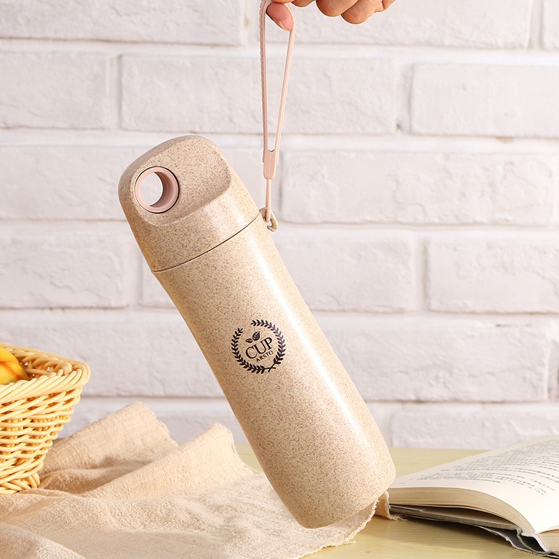 Simpel nordico bebe hvede halm flaske ris husk drikkeflaske med låg naturlig ren husk flaske