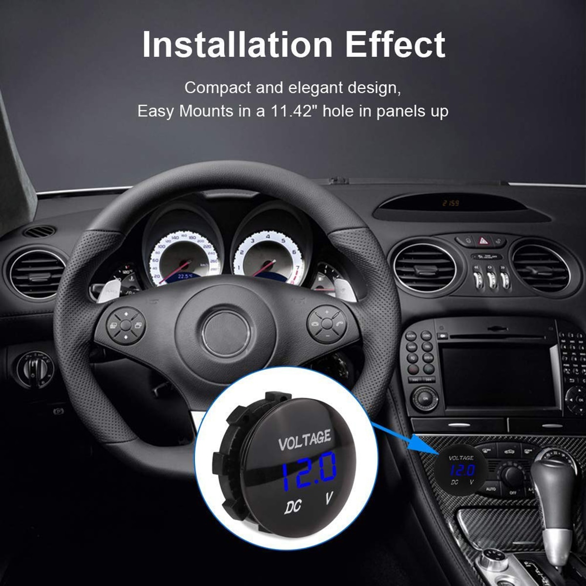 Voltímetro Digital LED de 12 V-24 V 3 dígitos voltímetro de CC voltímetro para moto coche barco ATV UTV remolque, etc.