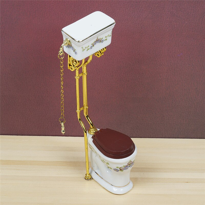Dongzhur Miniatura Toilet Dollhouse 1:12 Miniatures 1:12 Kit Accessories Ornament Doll Retro Miniatures House Toy