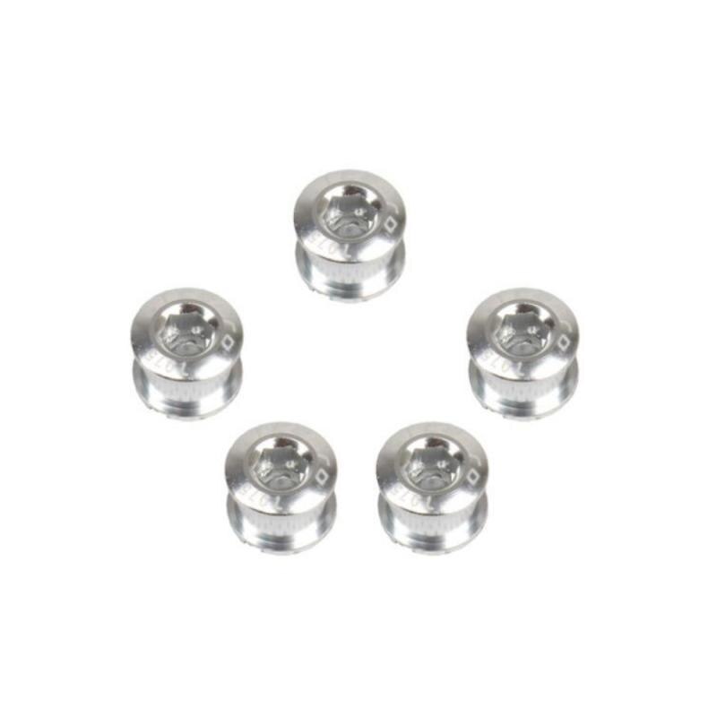 5PCS Single Chainring Bolts 7075 Aluminum Alloy M8 Crankset Single Chainwheel Bolts & Nuts Disc Screws For Road Bike MTB: 07 Silver