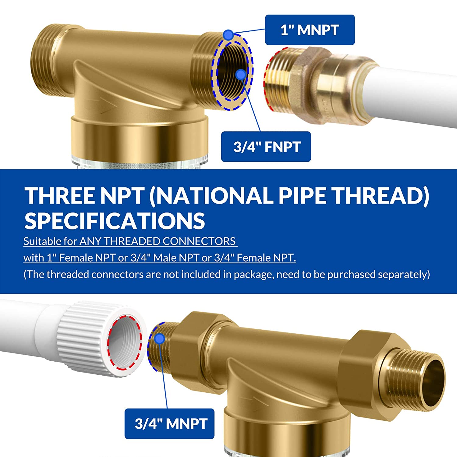 40 mikron gjenbrukbart hele huset spindown pre sediment vannfilter vann forfilter system messing filter bpa gratis størrelse 1 " to 3/4 "