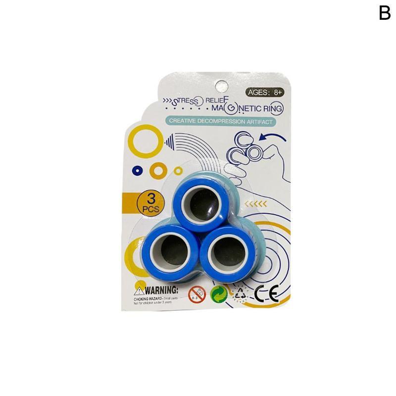 FinGears Magnetische Ringe Anti-stress FinGears Magnetische Ringe Für Autismus ADHS Angst Relief Fokus Kinder Dekompression Zappeln Spielzeug: B Blue