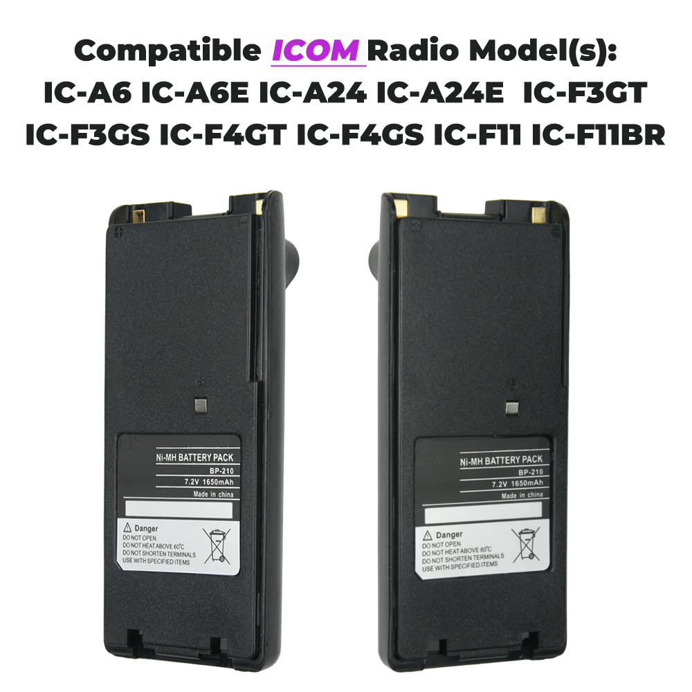 Batteria radio bidirezionale sostitutiva da 1650 mAh BP-209 BP-210 BP-222 BP-209N BP-210N BP-222N per radio ICOM IC-F11 IC-F21 IC-V8