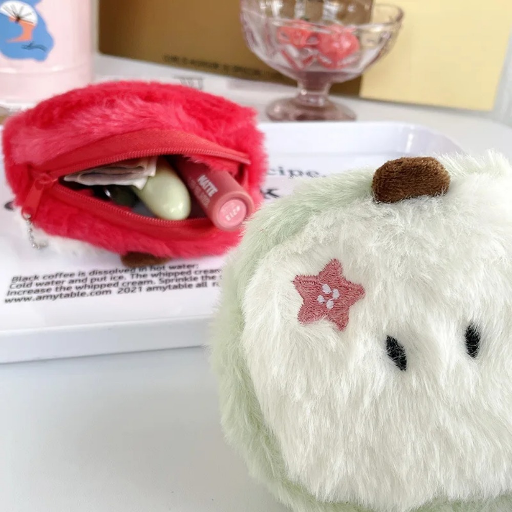 Kawaii Cartoon Mini Apple Plush Zero Wallet Girl Cute Plush Coin Wallet Key Storage Bag Children's Party