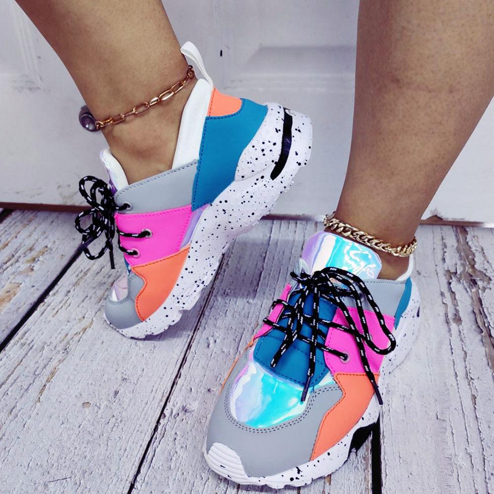 Karinluna , , cordones de zapatos coloridos, zapatos planos de mujer con plataforma, atados a la cruz, zapatillas de deporte informales INS, calzado de mujer