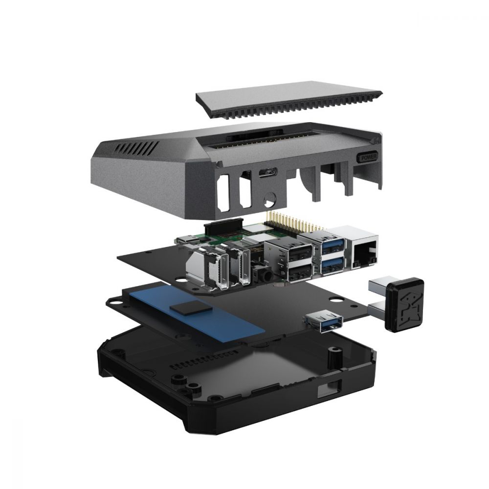 Argon ONE M.2 funda para Raspberry Pi 4 acepta cualquier M.2 SATA SSD con dos HDMI de tamaño completo