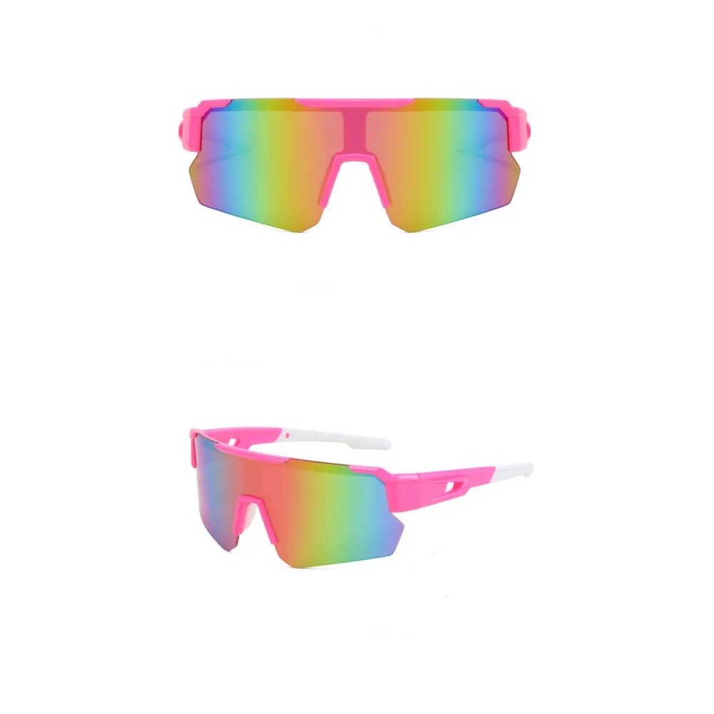 Gafas de sol rosas para ciclismo al aire libre para hombres y mujeres, gafas de sol coloridas a prueba de viento y polvo, gafas de montañismo