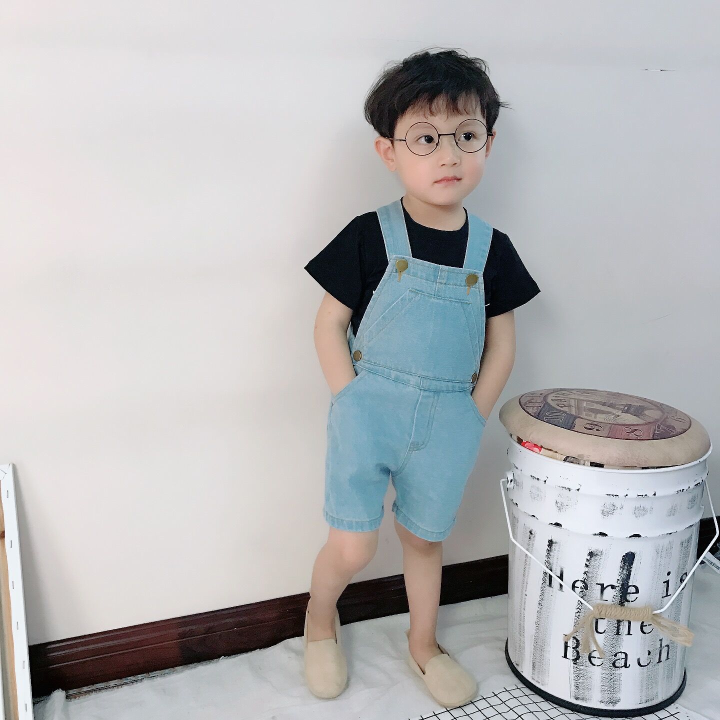 Børn sommer overalls shorts baby drenge jeans bukser børn bukser denim jean baby piger seler korte jeans