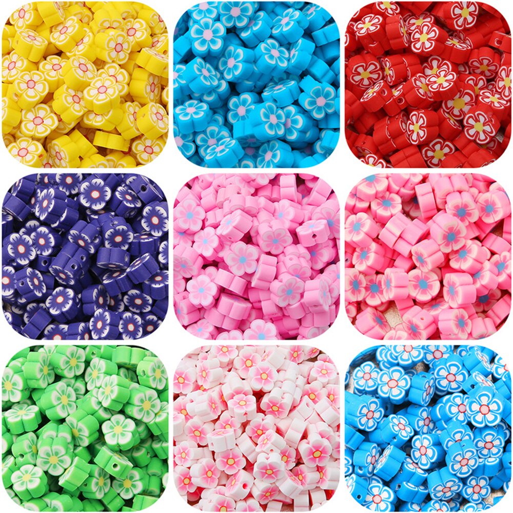 30Pcs30Pcs 10Mm Mixed Bloem Kralen Klei Kralen Polymer Clay Spacer Kralen Voor Handgemaakte Diy Armband Accessoires Sieraden Maken