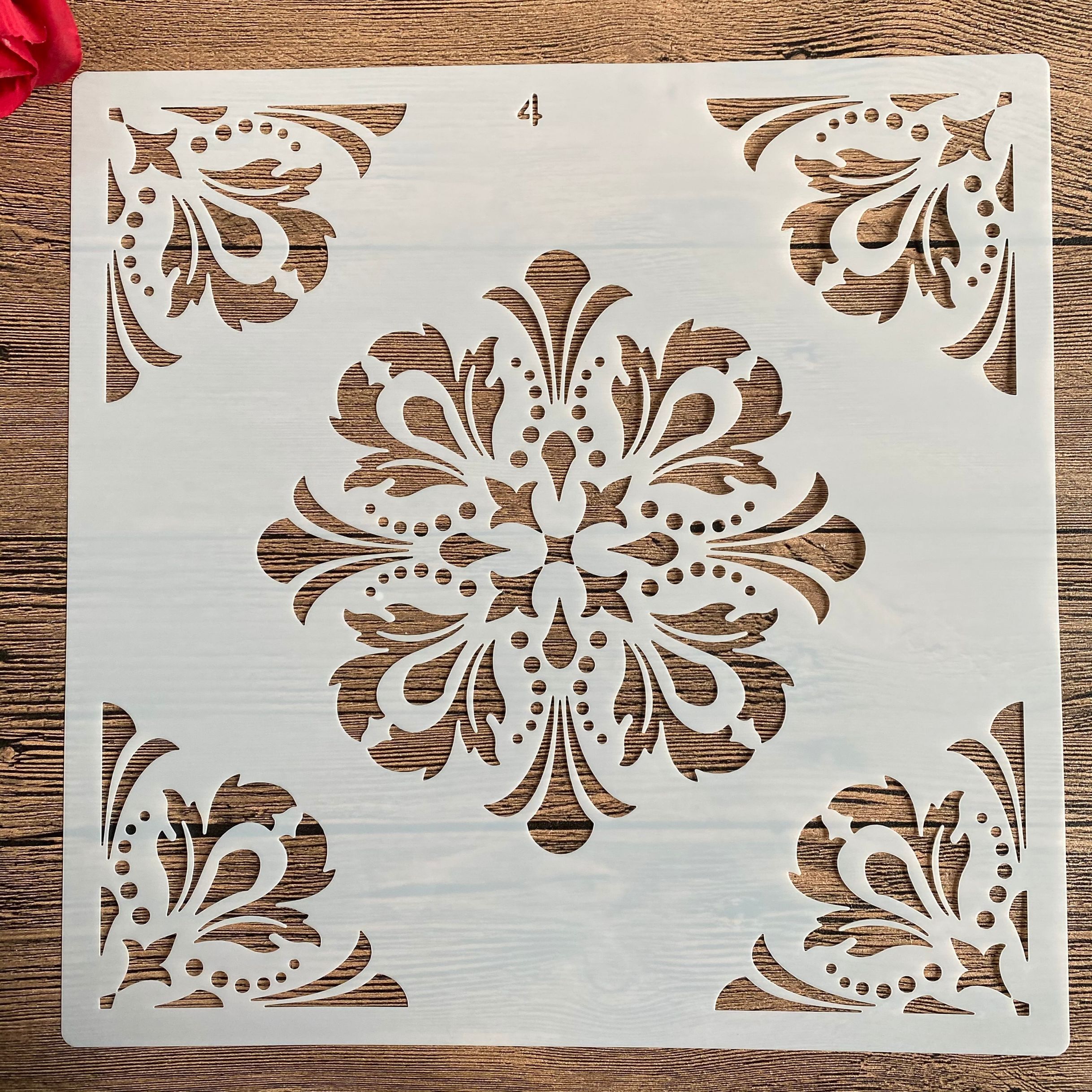 Molde de mandala para manualidades diy, tamaño de 30x30cm, para pintar plantillas, estampadas álbum de fotos, tarjeta de papel en relieve en madera, tela, pared 2022: 4