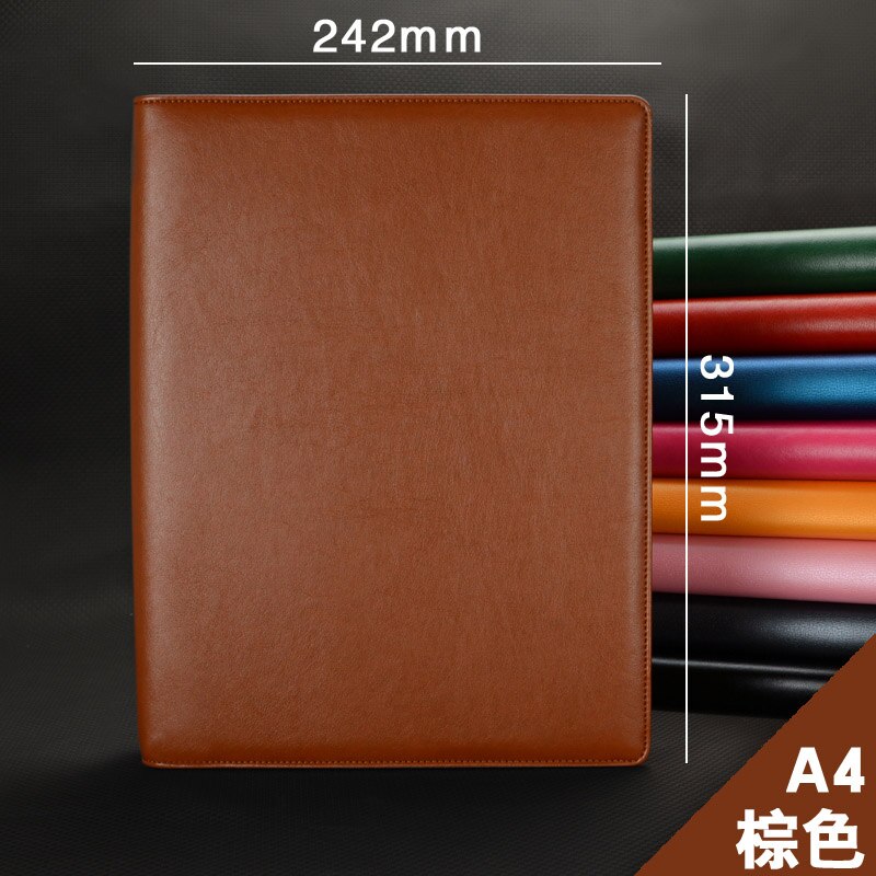 A4 business office PU leather manager file folder a4 agreement menu folders organizer with ring binder 645: brown