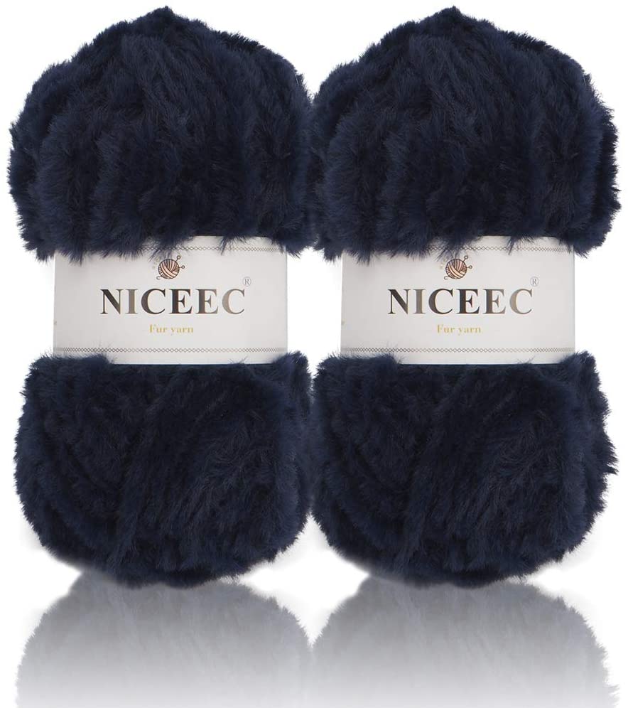 Niceec 2 nøgler superblødt pelsgarn chunky fluffy imiteret pelsgarn øjenvippegarn til hæklet strik-samlet længde 2 × 32m(2 × 35 yds ,50 g × 2): 15