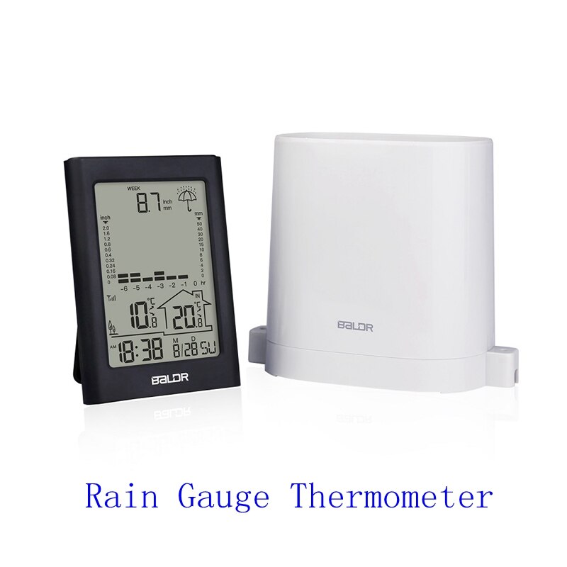 Wireless Rain Gauge LCD Digital Weather Station In/Outdoor Time Thermometer Real-time Rainfall Record Rain Measure Meter Sensor