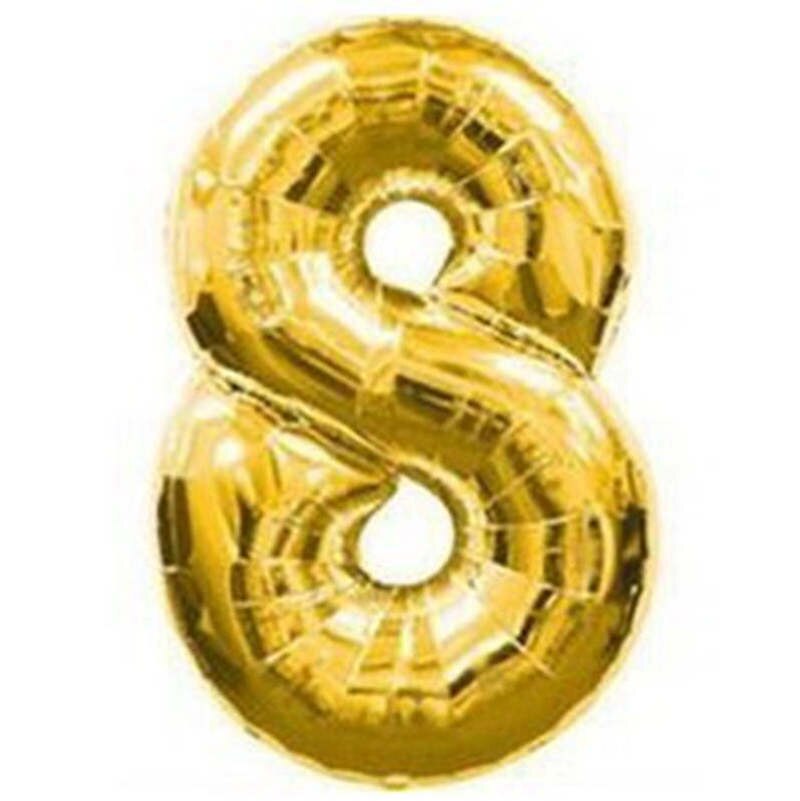 number 16 inches of gold and silver balloons on Year's birthday party balloons decoration family wedding 1 PCS: gold 8