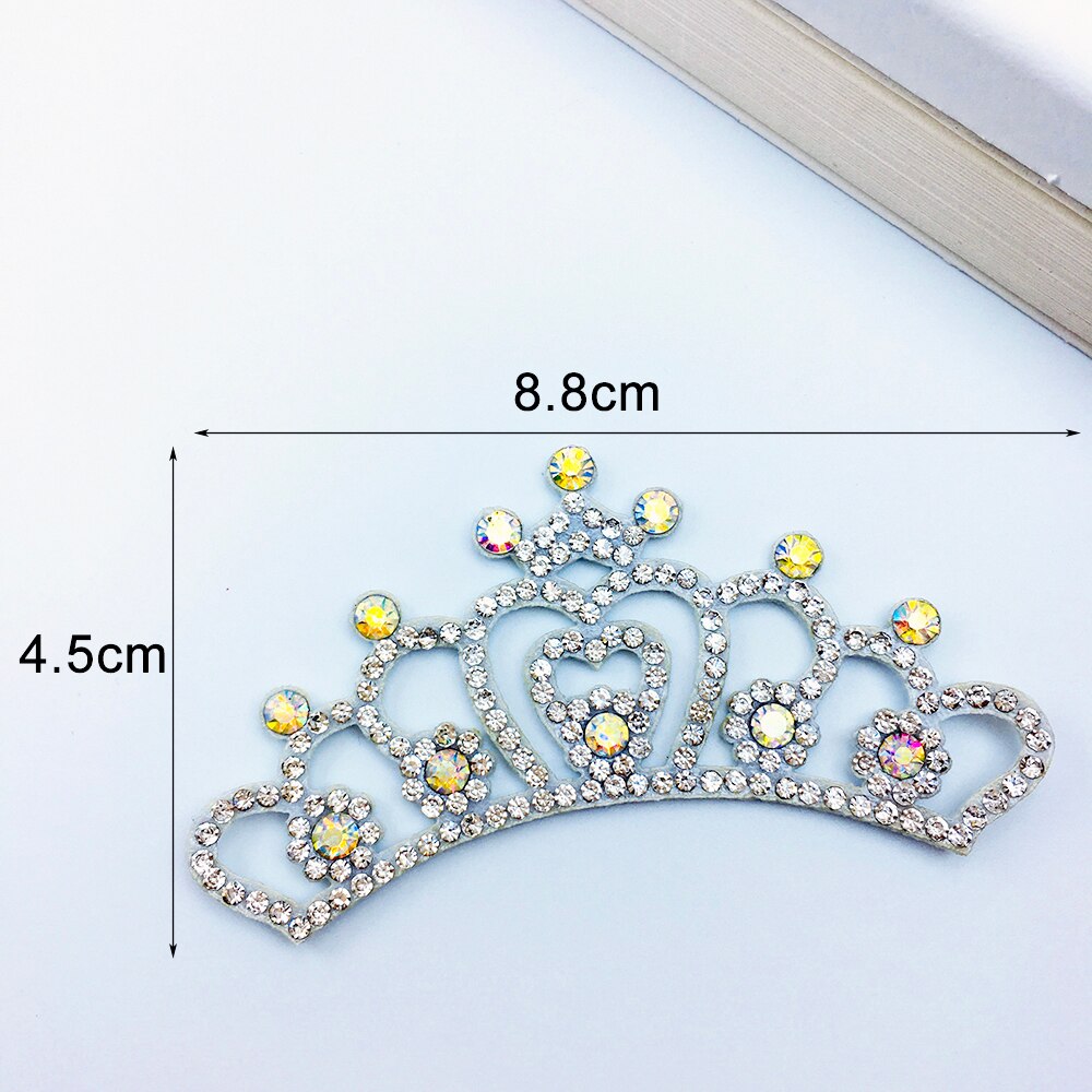 4 stuks kleurrijke, schattige prinsessen zilveren strass kroon applicatie doek voor knutselen/bruiloft/kleding decoratie patch diy accessoires: 2