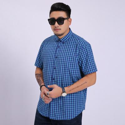 Super store herre korte ærmer løse farvede plaid casual herre skjorter plus størrelse 2xl 3xl 4xl 5xl 6xl 7xl 8xl: Blå / Xxl