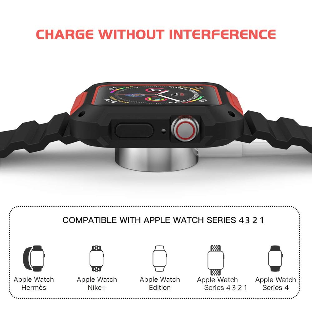 Case+strap for Apple watch band 44 mm 40mm iWatch band 38mm 42mm Silicone Protector case+bracelet Apple watch 5 4 3 2 1 38 42 40