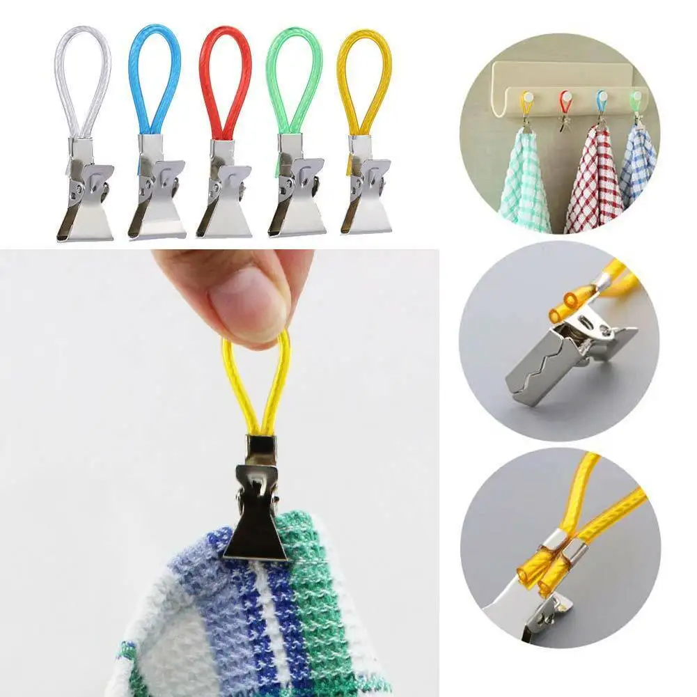 5/10Stck Handtuch Hängen Clips Metall Clip Auf Haken Schlaufen Handtuch KleiderbüGel Hängende Kleidung Heringe Küche Badezimmer veranstalter