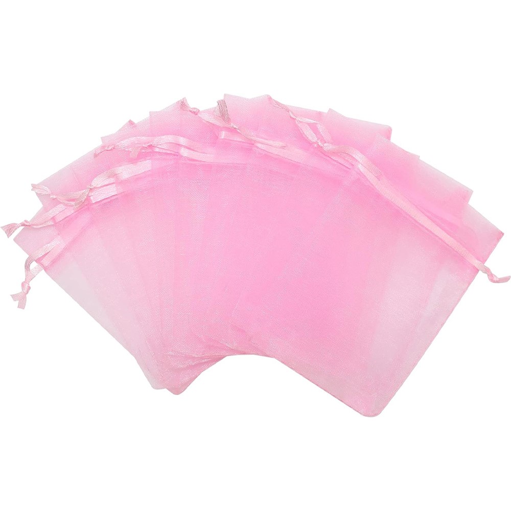 50 Uds. Bolsas de joyería con cordón de Organza rosa, bolsas de para boda, , de Festival de Navidad, embalaje de bolsas de dulces para Festival