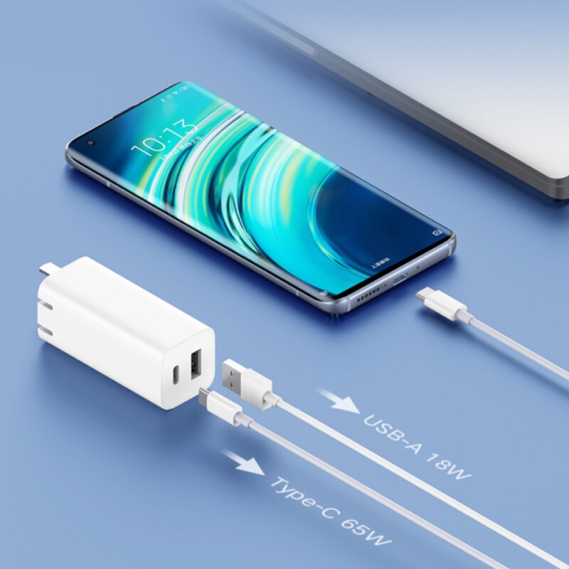 Xiaomi gan schnellladegerät 65w 1 a1c mit 5a usb-c-ladekabeln (dual-port) für apple macbook pro (usb-a) für xiaomi 11