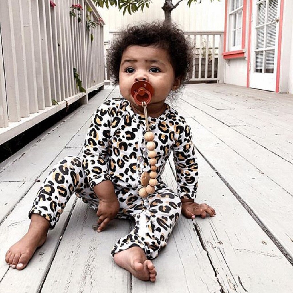 Leopard Print Infant Neugeborene Kleidung Baby Junge Mädchen Romper Baumwolle Strampler Langarm Overall Baby Jungen Bodys Säuglings Kleidung