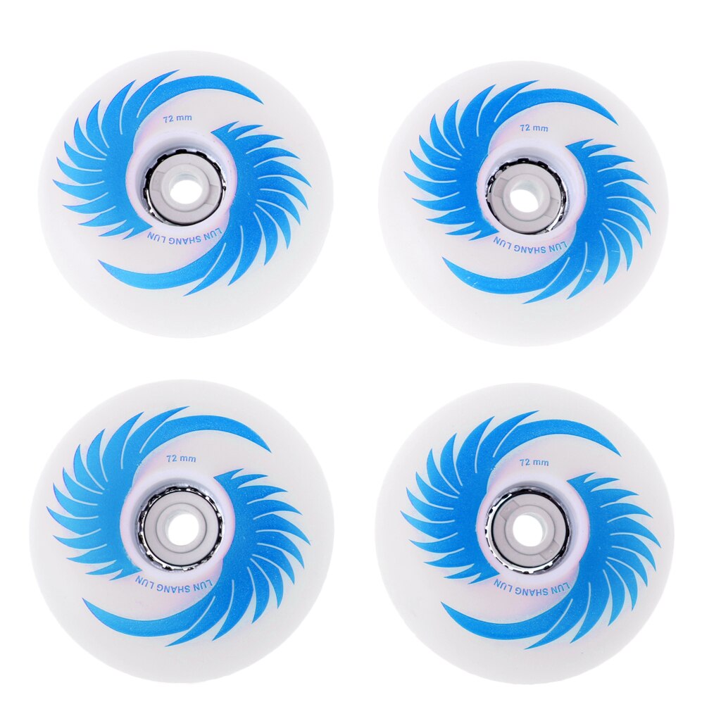 4 pièces planche à roulettes clignotant rouleau PU magnétique éclairer les roues de patins pour patins à roues alignées: 72mm Blue