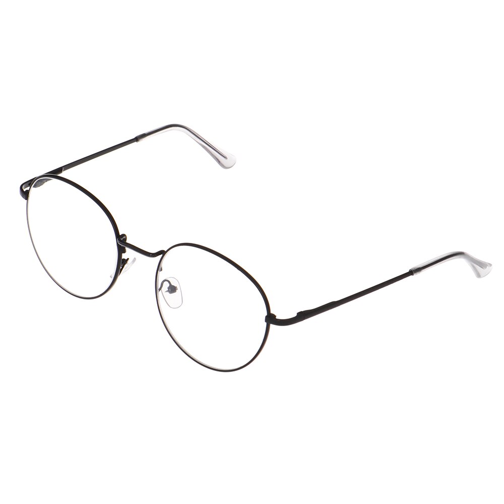 Dioptría-1-1,5-2-2,5-3-3,5-4 Ultra ligero acabado Metal redondo Vintage miopía gafas nuevas gafas clásicas miopía: +300 / black