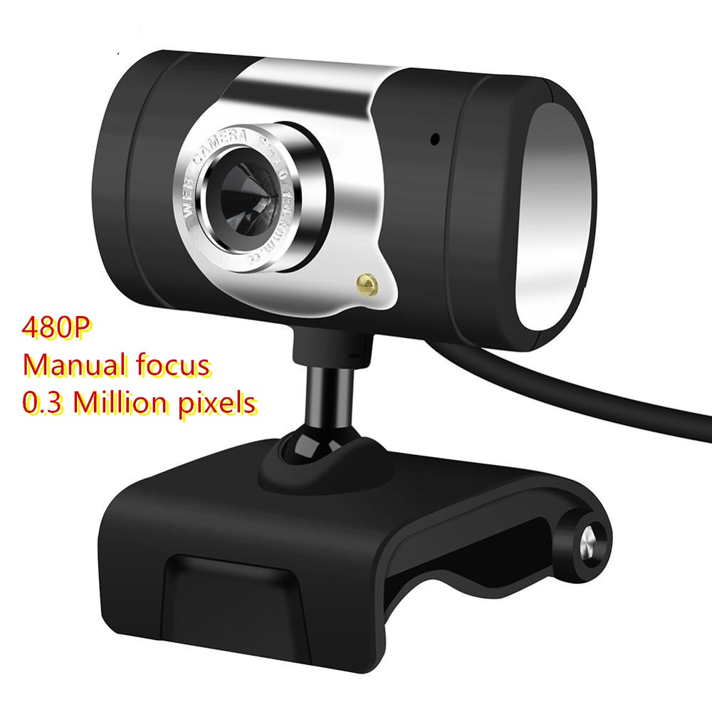 Webcam com foco automático hd, câmera de computador hd de 720p 1080p, 2 milhões de pixels com microfone, notebook e webcam para vídeo conferência: E 480P  Manual focu