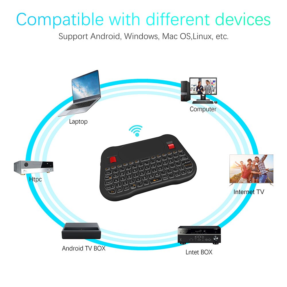 Air Mouse 2.4GHz Wireless mini keyboard 7 colors Backlit Russian English T18 Plus i8 + Touchpad Controller For Android TV BOX PC