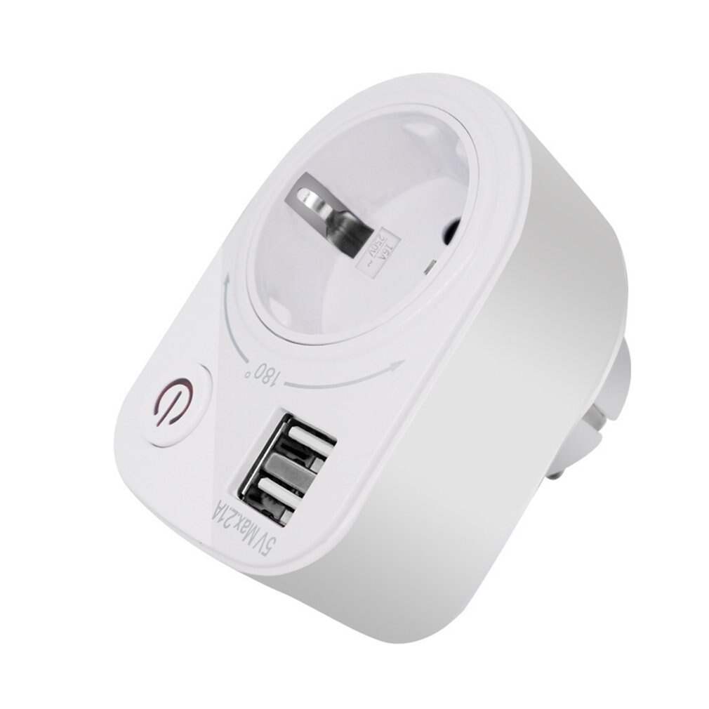 5V 2.1A Electric Dual USB Charger Adapter EU Plug Intelligent Plug-in Wall Socket Charging Power Switch Outlet Home Travel