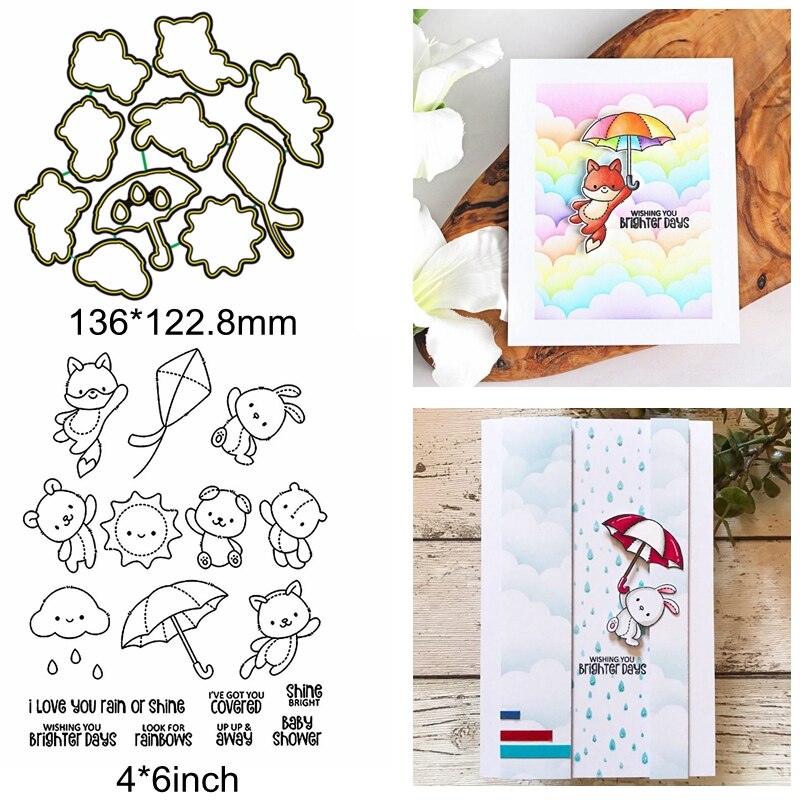 Blanda söta djur mat bokstav ord mening kaktus metall skärformar matcha genomskinliga silikonstämplar gör kort gör det själv scrapbook hantverk: 9