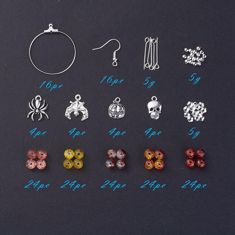 DIY Halloween Charm Dangle Earrings Making Kit Kidney Earwire Hoops