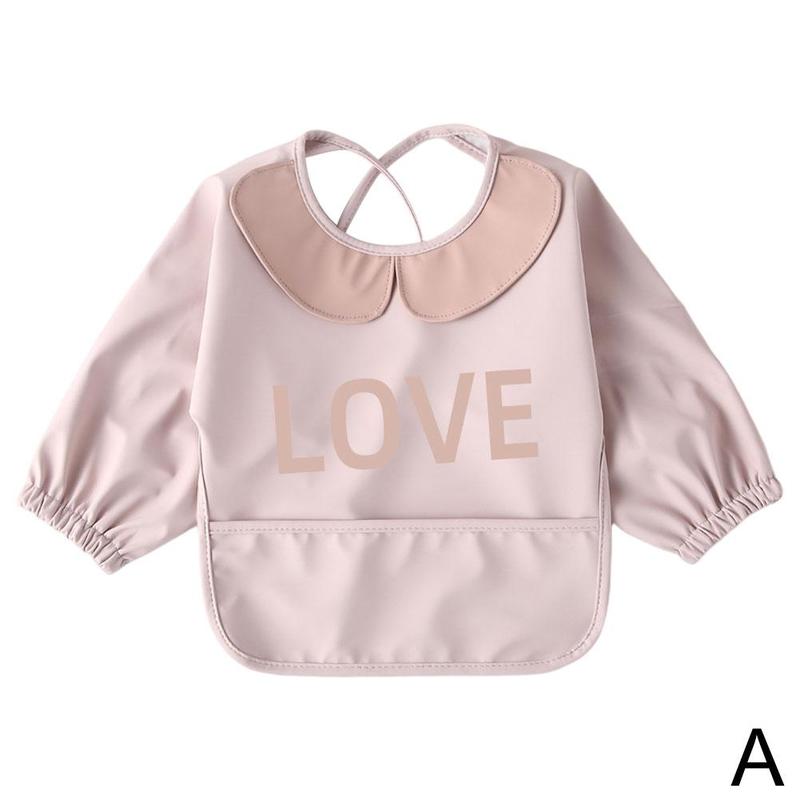 Bavoirs imperméables à manches longues pour bébés, vêtements d&#39;alimentation pour enfants, Smock, tablier d&#39;alimentation: M love pink